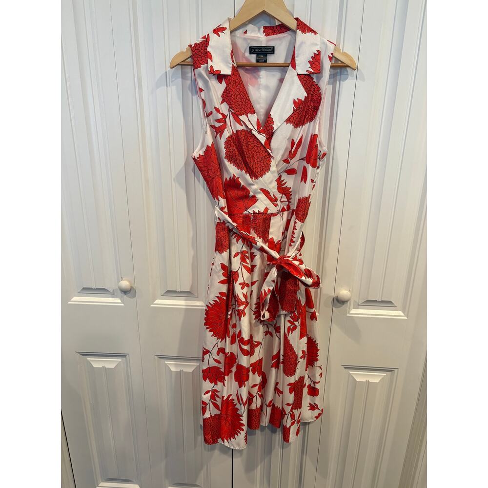 Jessica Howard White And Red‎ Floral Dress Size 14